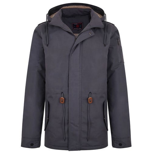 KAM Sherpa Lined Parka Coat Charcoal